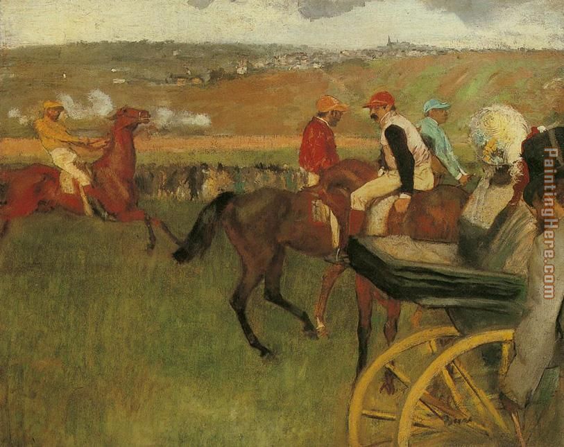 At the Races Gentlemen Jockeys painting - Edgar Degas At the Races Gentlemen Jockeys art painting